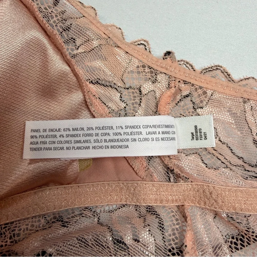 Auden Blush Pink With Black Lace Trim Silky‎ Babydoll  Lingerie Set In Medium